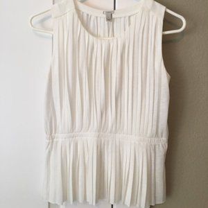 J. Crew Pleated White XXS Sleeveless Top